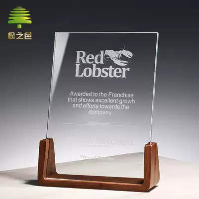 Trophy Crystal custom walnut solid wood medal authorization card production team awards beech wood souvenir creative lettering