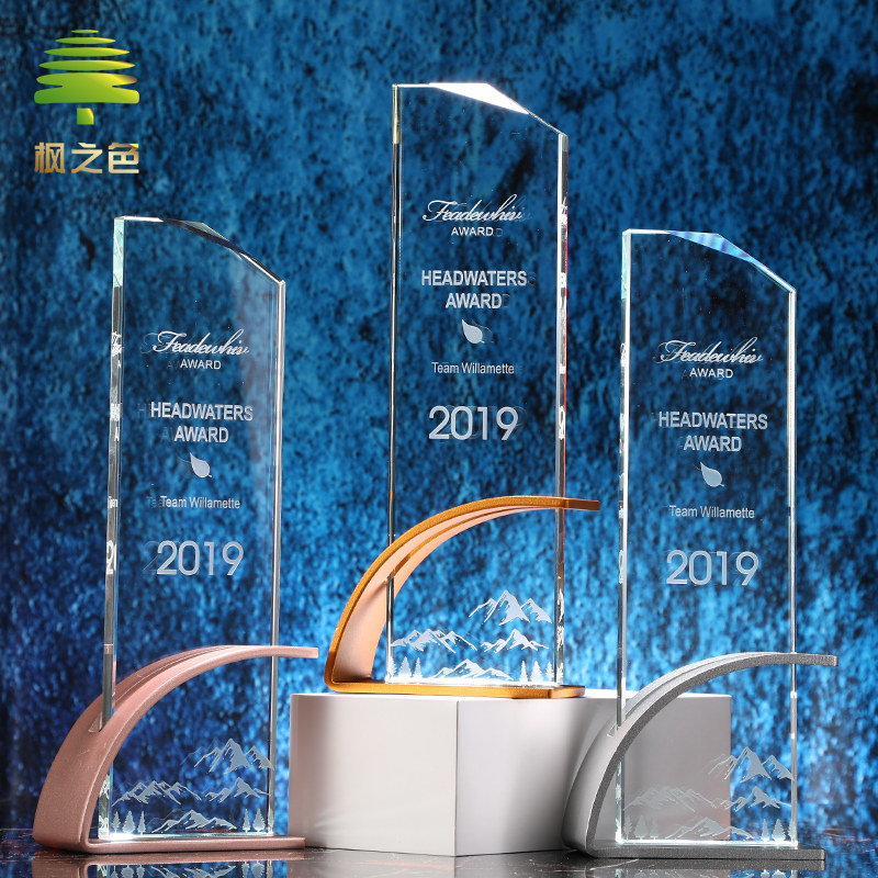 Crystal Creative Metal Trophy Atmospheric Gold Silver Copper Honor Medal Annual Meeting Lettering Custom Red Technology Finance