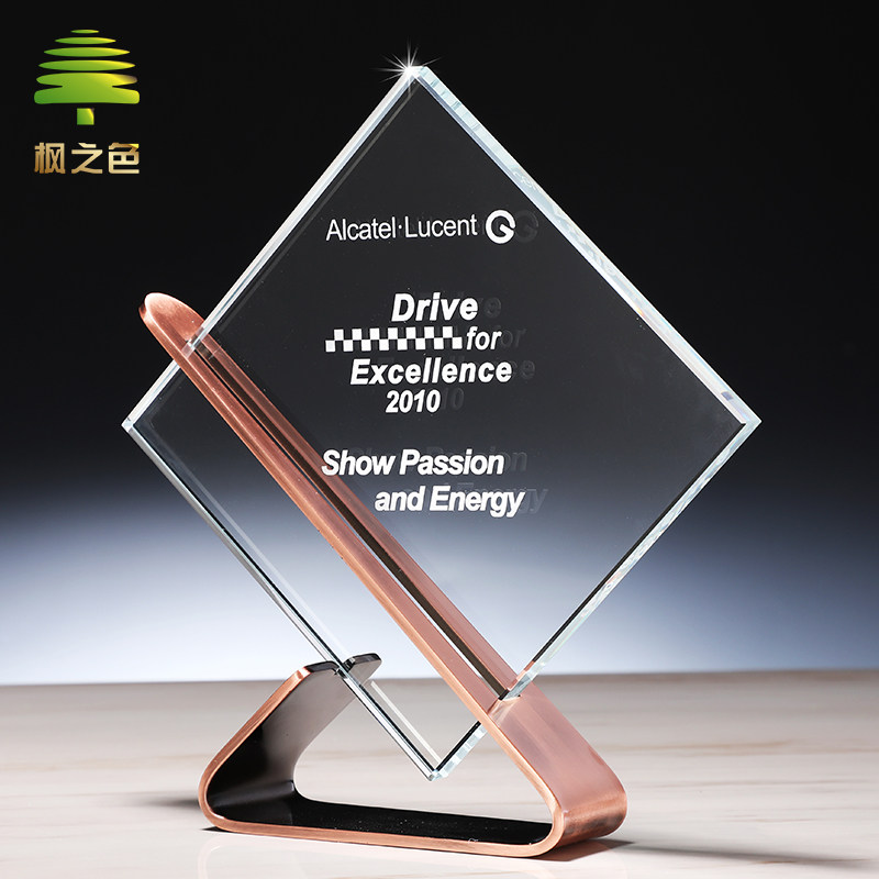 Gold and silver copper metal trophy custom crystal trophy Creative custom lettering Crown Asia third runner-up team award souvenir