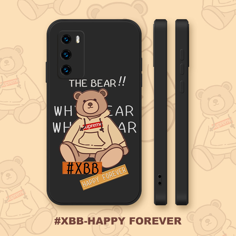 Huawei p40 mobile phone protection shell net red card sweatshirt bear new p30 protective sleeve women's silicone p40pro lens full package anti-fall p30pro liquid silicone gel suitable for creative por high