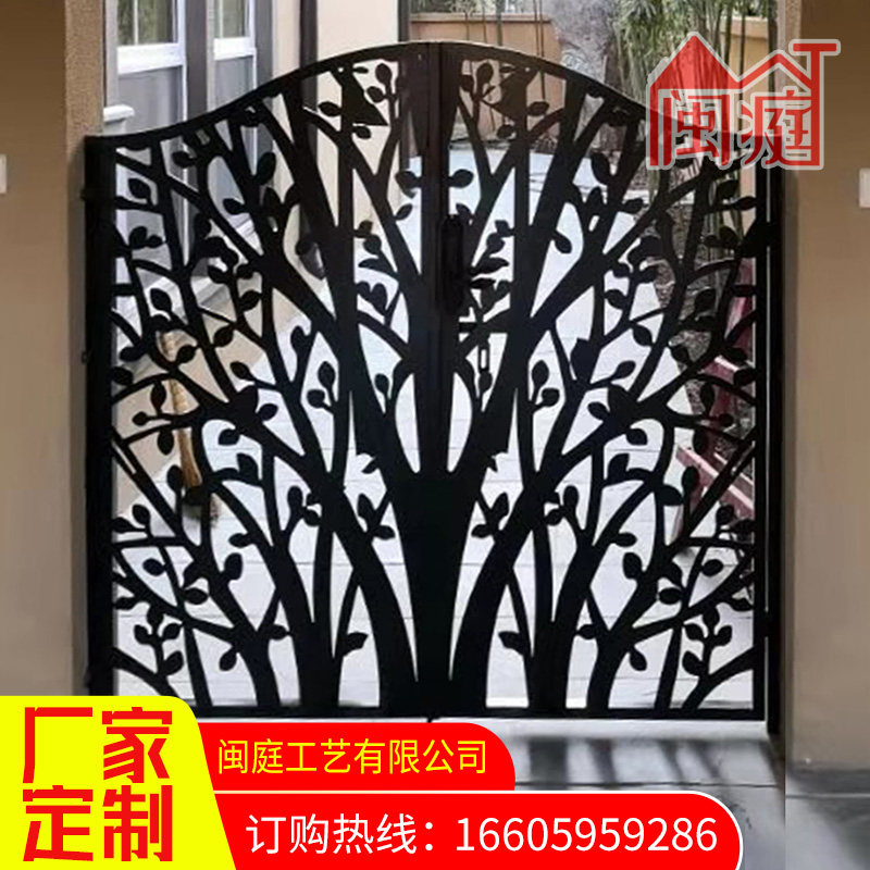 Custom wrought iron Chinese courtyard gate outdoor garden yard villa European style gate double switch entry fence gate iron gate