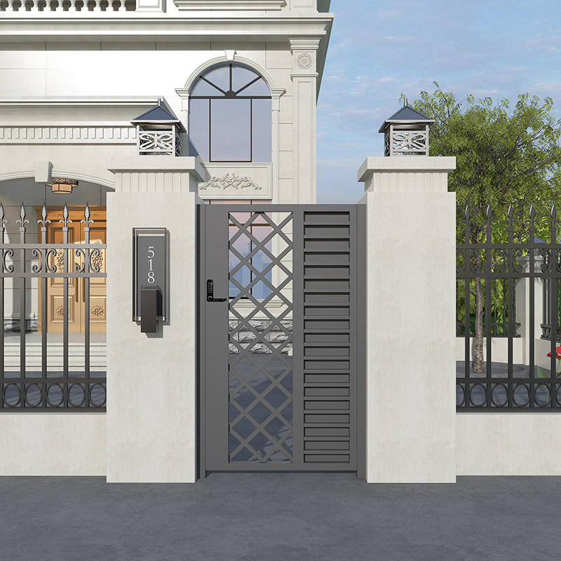 Custom wrought iron courtyard villa gate garden outdoor fence gate stainless steel door