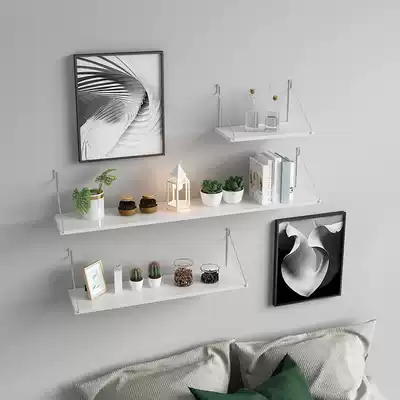 Solid Wood New Lower Hanging non-installation single-word partition non-hole room wall decoration wall wall hanging shelf clapboard bookshelf