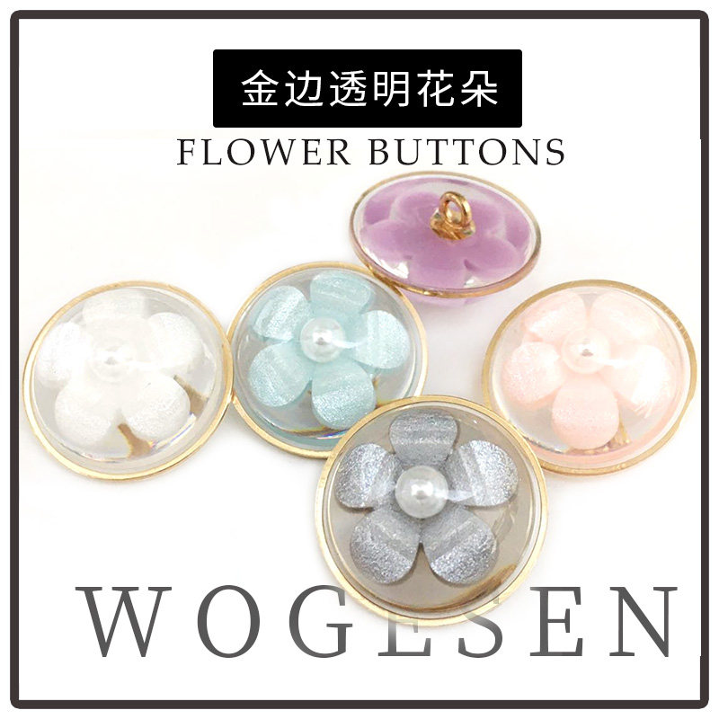 Transparent Flower Button Round Women's Sweater Coat Windbreaker Wool Mink Fleece Coat Button Fashion Versatile Resin