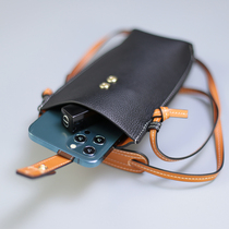 2021 New Head Layer Cow Leather Cell Phone Bag Bangs Color Lady Skew Satchel Vertical minimalist car stitch line Mini bag