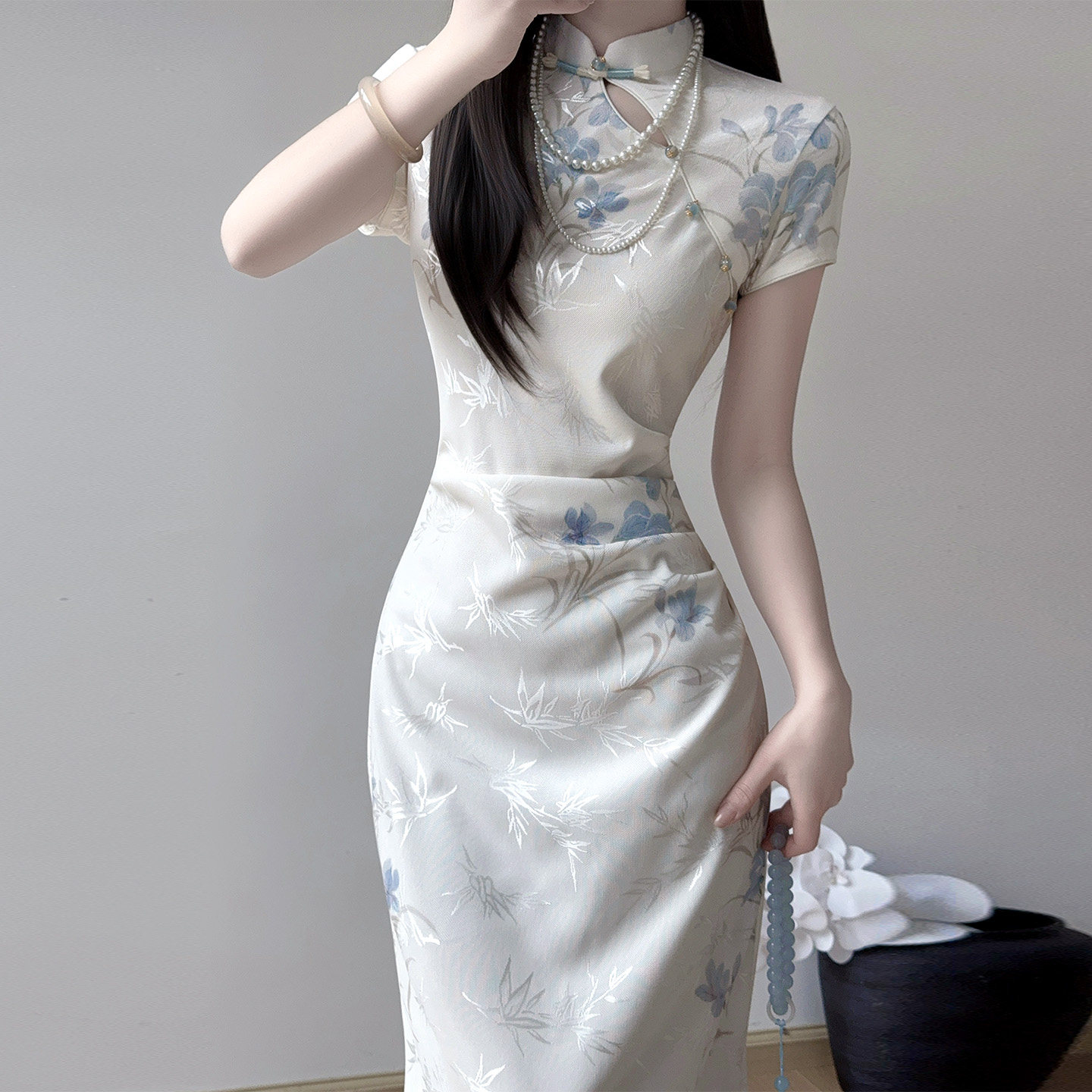 Обручальное платье cheongsam, ежедневное улучшение, новый китайский стиль для молодых девушек, лето 2026, новый национальный стиль, воротник-стойка, талия, темперамент Изображение 1