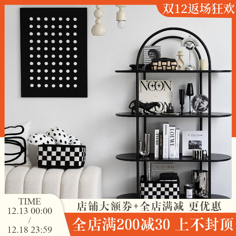 Nordic Sense Nordic multi-layer light luxury arched shelf bookshelf living room floor-to-ceiling modern minimalist storage rack