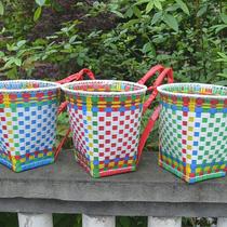 Bamboo-knitted back dolls children back frame baby fish basket Bamboo Woven Decoration Back Basket Back Basket Small Hand Woven Back Basket