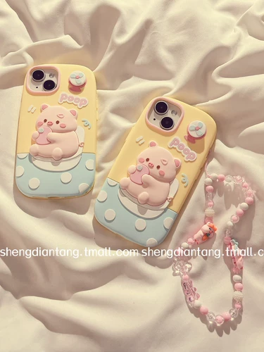 Apple, вентилятор, туалет, совместимый iPhone 14, чехол для телефона, трехмерная мультяшная милая цепь, силиконовый защитный чехол, 14promax, iphone, новая коллекция, 13promax