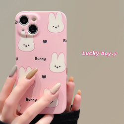 Girly heart simple pink cute rabbit suitable for Apple 14 mobile phone case iPhone13ProMax new 15pro anti-fall 12 women's model 11 silicone 14pro niche all-inclusive soft shell protective cover