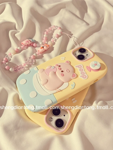 Apple, вентилятор, туалет, совместимый iPhone 14, чехол для телефона, трехмерная мультяшная милая цепь, силиконовый защитный чехол, 14promax, iphone, новая коллекция, 13promax