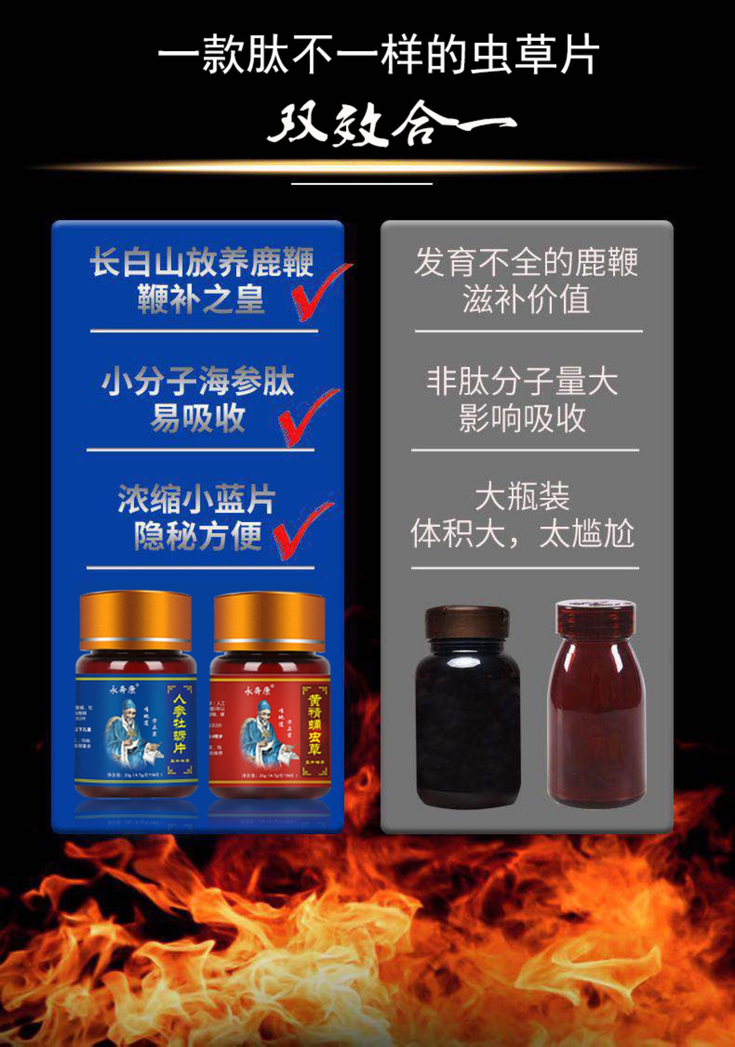 2合1黄精牡蛎蛹虫草正品杞草肽片精华