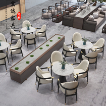 New Chinese-style sales office negotiate reception desk and chair combination beauty salon hotel lobby lounge area card seat furniture customization