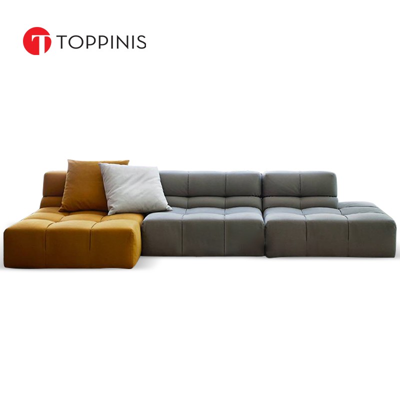 Toppinis Italian Minimal Tufty Paulo Fabric Living Room Simple Modern Corner L Module Module