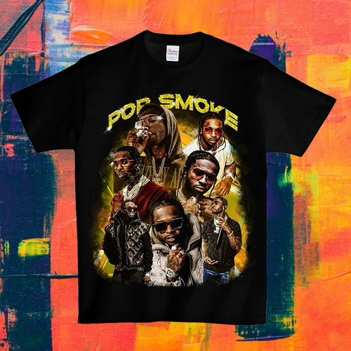 Pop Smoke Pop Smoke 2024 Tide Brand Оригинальный дизайн T -Hip -Hip -Hop Rap European и American Street Loak Comp