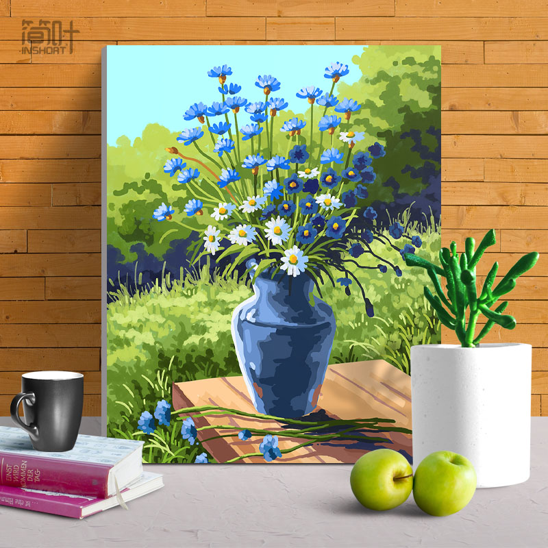 Brief Leaf Digital Oil Painting Diy Padding Painted Watercolor Painting Plant Flowers Adults Manual Decompression Oil Color Decoration Painting