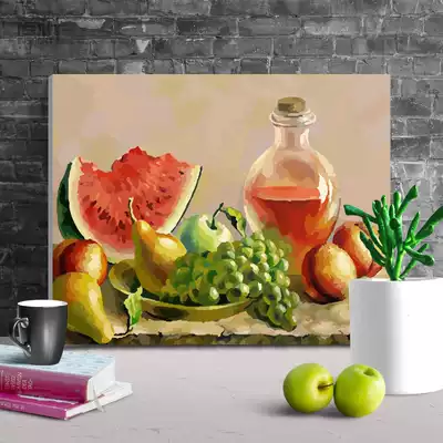 Jianye diy digital oil painting Chinese style dining room decoration painting filling painting Hand-painted fruit still life bedroom hanging painting