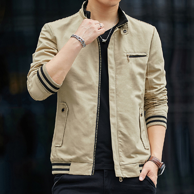 春秋加厚新款休闲百搭工装耐磨夹克外套男
