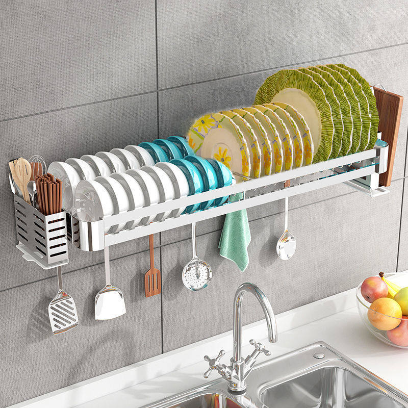 304 Stainless Steel Wall-mounted Free punching kitchen Dish Rack Sink Pool on the sink pool drain bowls