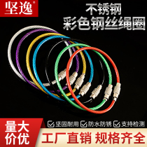 Key buckle Colour coated plastic steel wire rope ring key buckle ring steel wire ring ring stainless steel hanging plate rope with pendant hanging decoration