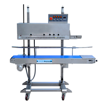 Hualian sealing machine FRM-1120LD automatic continuous sealing ink wheel colored printing head conveyor table can lift food daily necessities commercial automatic sealing machine original