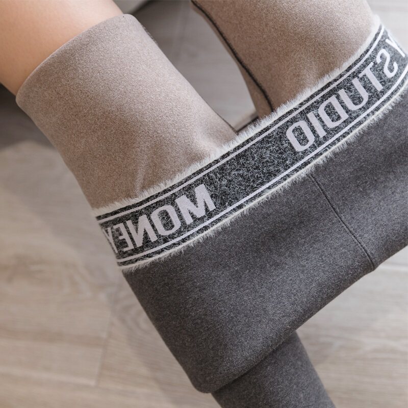 Japanese underwear women wear pure cotton plus velvet thick high waist elastic comfortable skin-friendly tight-fitting thin warm pants