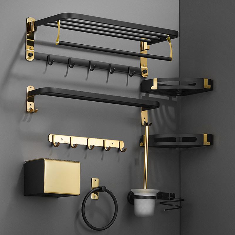 Makeup Room Shelve Towel Rack Free of perforated bathroom Bath Towel Rack Suit 304 Stainless Steel Bathroom Hardware Pendant