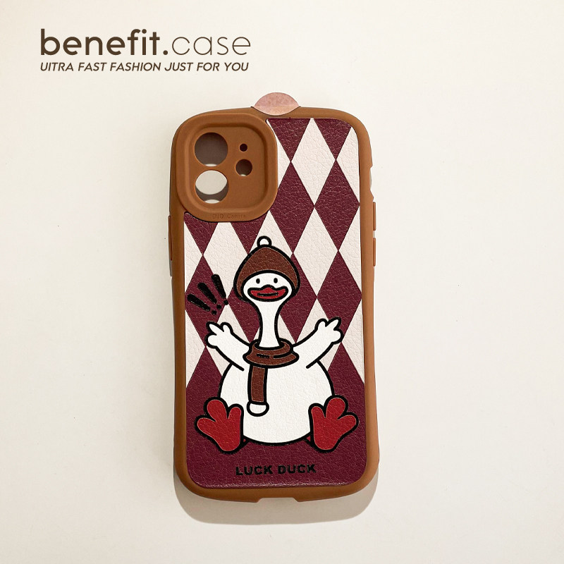 Benefit Japan-ROK Cartoon Rhombus Ducks apply Apple 13promax mobile phone protection shell cute iphone12mini New Year's xsmax silica gel xr idea