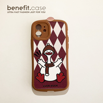 Benefit Japan-ROK Cartoon Rhombus Ducks apply Apple 13promax mobile phone shell cute iphone12mini New Years xsmax silica gel xr creative 8p