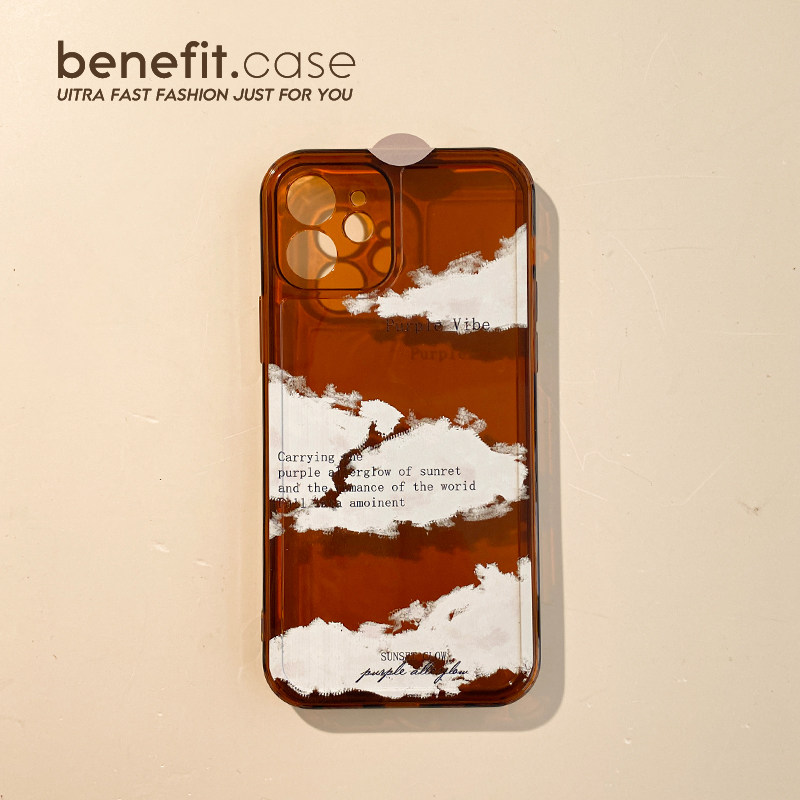 Benefit Simplicity Joins Wind Nightfall Xia applies Apple 13promax mobile phone protection shell iphone12mini protective sheath xsmax overdraft brown xr white cloud