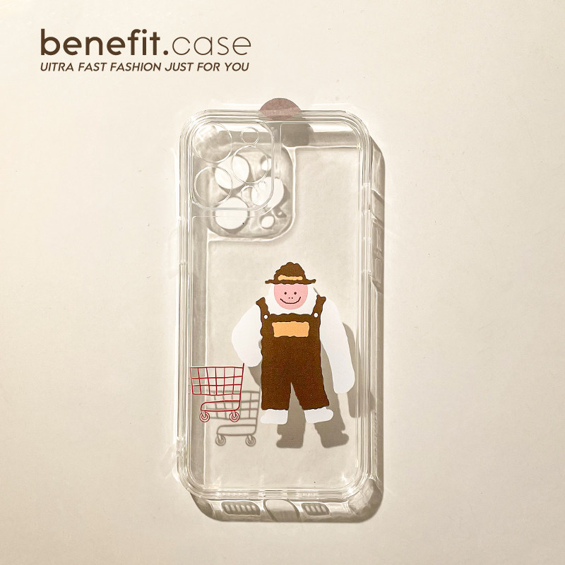 Benefit cartoon creative shopping cart orangutan applies Apple 13promax mobile phone protection shell minimalist iphone12mini full package xsmax silicone xr original