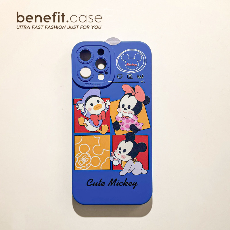 Benefit Cartoon Ins Mouse Ducks apply Apple 13promax mobile phone protective shell cute iphone12mini Klein blue xsmax Soft xr original