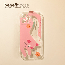 Benefit cartoon cute pink kitty applies Apple 13promax mobile phone shell Japan-ROK iphone12mini teenage girl xsmax creative xr transparent 8pl