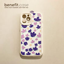 Benefit Japan-ROK ins purple tulips apply Apple 13promax mobile phone shell iphone12 silicone mini female xsmax oil painting xr brief about 8p