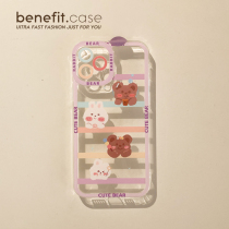 Benefit cartoon cute groveling rabbit bear apply Apple 13promax softshell phone shell iphone12mini protective sleeve xsmax transparent xr silica gel 8p