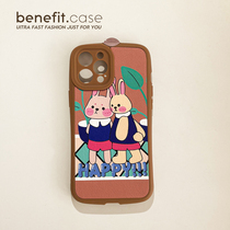 Benefit Cartoon Creative Couple Rabbit applies Apple 13promax mobile phone shell cute iphone12mini Korean wind xsmax creative xr male and female 8pl
