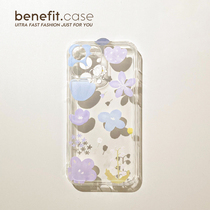 Benefit Simplicity Joins Light Blue Purple Flowers Apply Apple 13promax Phone Shell iphone12mini Soft