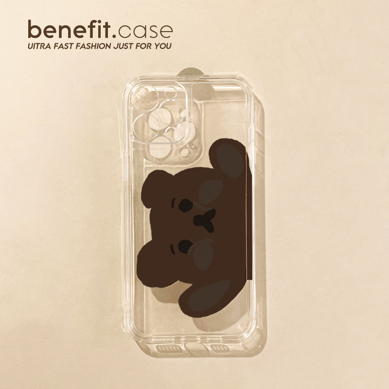 Benefit Japanese and Korean ins brown bears are suitable for Apple 13promax mobile phone case iphone12 all-inclusive 14promax transparent 11 xsmax drop-resistant x