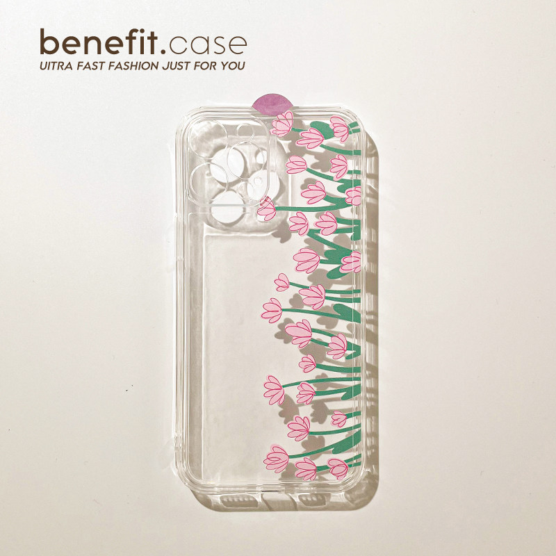 Benefit brief Joins side flower bushes apply Apple 13promax mobile phone protective shell iphone12mini silicone gel