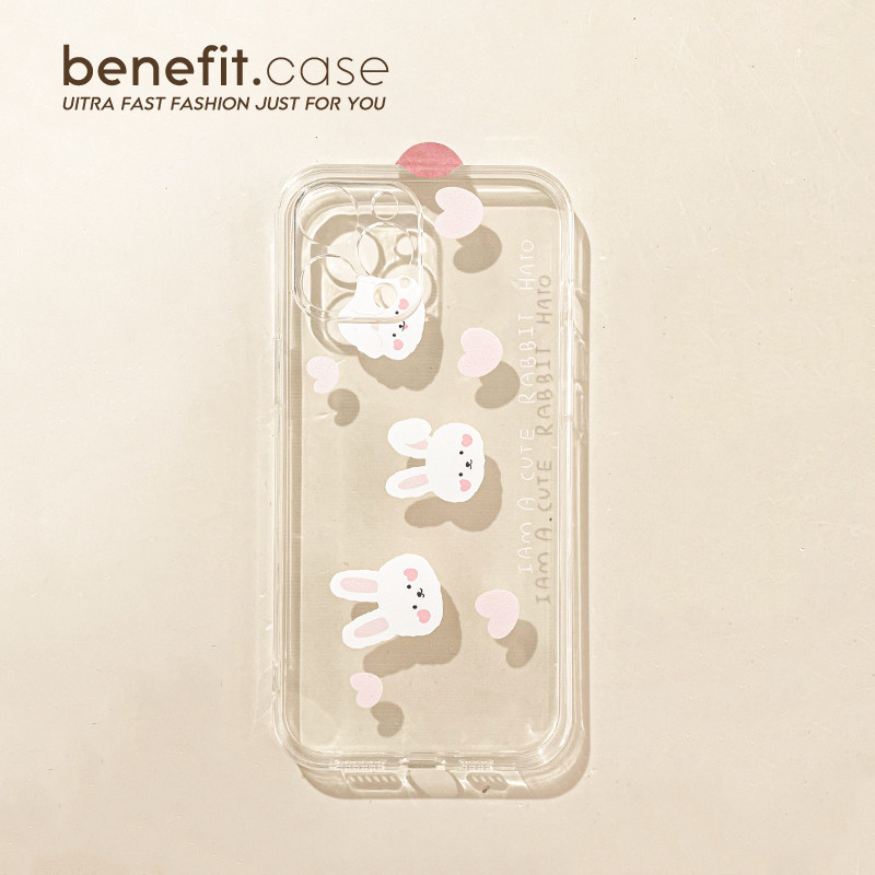 Benefit Simplicity Joins Wind Cute Three Rabbit Heads Apply Apple 13promax Mobile Phone Protection Shell iphone12 Protective Sleeve 11 New Xsmax Transparent Xr