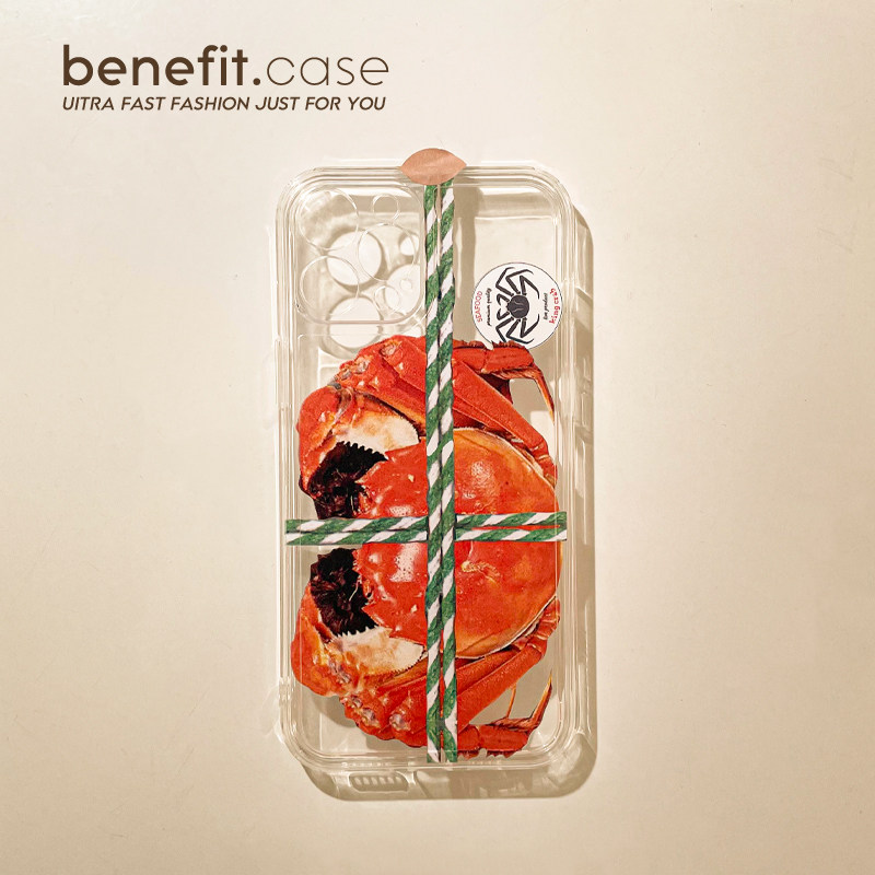 Benefit creative small crowdgate crab suitable for apple 13promax mobile phone protection shell iphone12 transparent mini silicone xsmax soft shell xr personality 8p