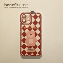 Benefit creative cartoon Bear application Apple 13promax anti-fall mobile phone shell iphone12mini protective sleeve xsmax full package xr transparent 8plu