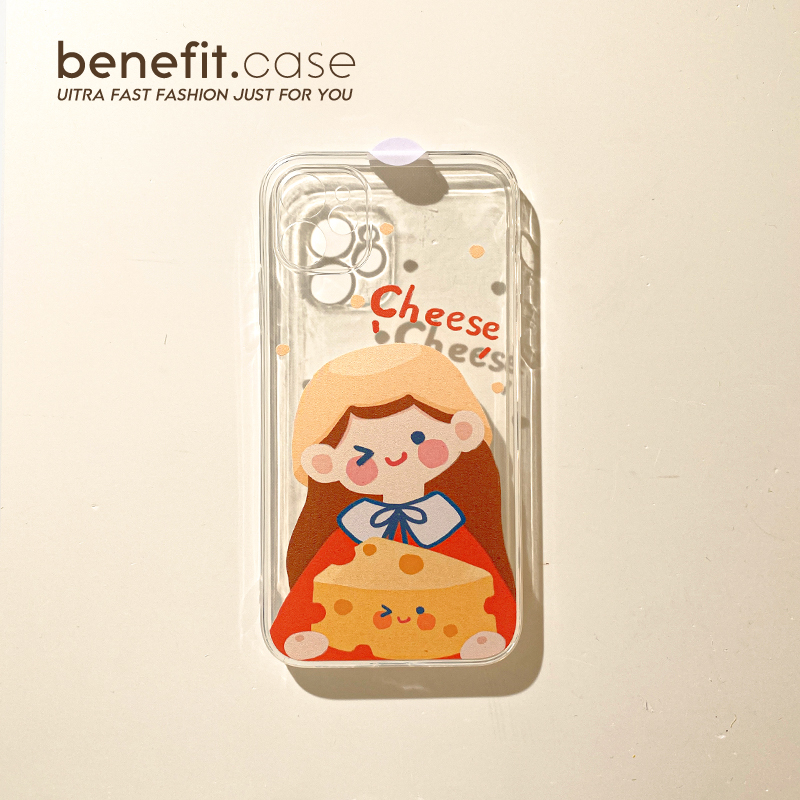 Benefit cute cheese girl applies to Apple 13 promax mobile phone protection shell original iPhone 12mini transparent protection shell xsmax cute xr