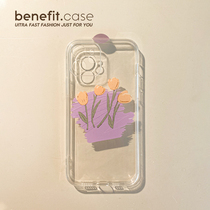 Benefit minimalist art flower ins apply Apple 13promax mobile phone shell iphone12mini protective sleeve xsmax transparent xr personality 8pl