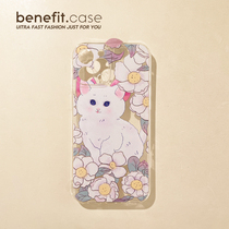Benefit lovely ins flower Cat cat applicable apple 13promax mobile phone shell iphone12 transparent mini creative xsmax anti-fall xr little freshening 8