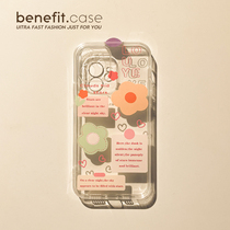 Benefit new minimalist yellow flower sticker with apple 13promax cartoon transparent mobile phone shell iphone12mini protective sleeve xsmax anti-fall xr female 8p