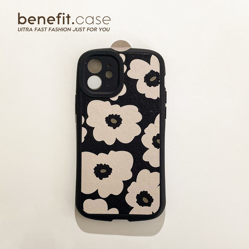 Benefit brief Korean wind small flower applicable Apple 13promax mobile phone protection shell creative iphone12mini art xsmax brief xr silicone 8pl