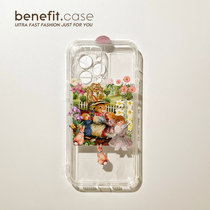 Benefit cartoon Alice rabbit garden applies Apple 13promax mobile phone shell iphone12mini