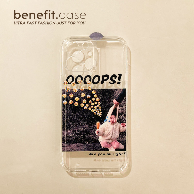Benefit creative interesting oops apply Apple 13promax mobile phone protection shell iphone12 transparent mini personality xsmax evil xr expression package 8p