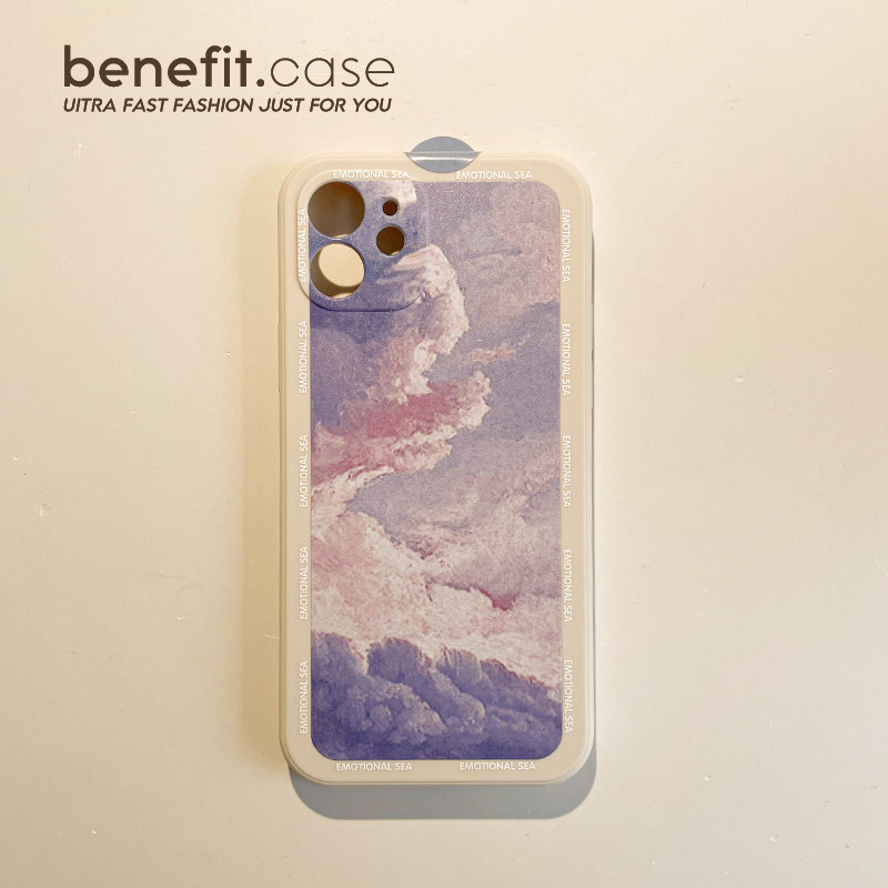 Benefit method retro color cloud dream purple applicable Apple 13promax mobile phone protection shell iphone12mini protective sheath xsmax female xr liquid silicon